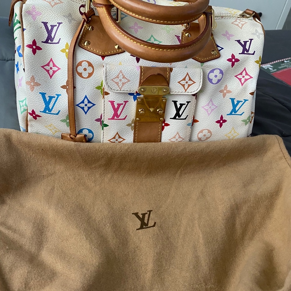 Louis Vuitton White Multicolor Speedy 30